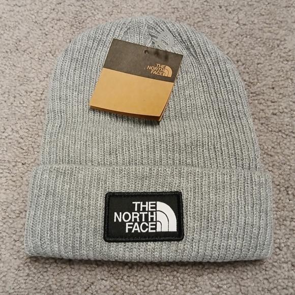 The North Face Acrylic Ribbed Winter Beanie Hat Gray Unisex - Picture 2 of 4